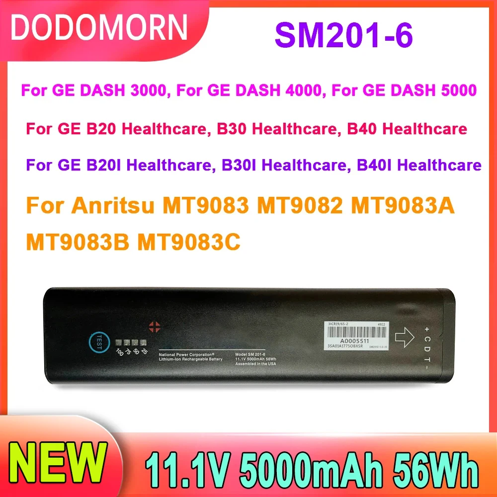 

11.1V SM201-6 Battery For GE DASH 3000 4000 5000 B20 B30 B40 B20I B30I B40I Anritsu MT9083A MT9083B MT9083C MT9083 MT9082 Series