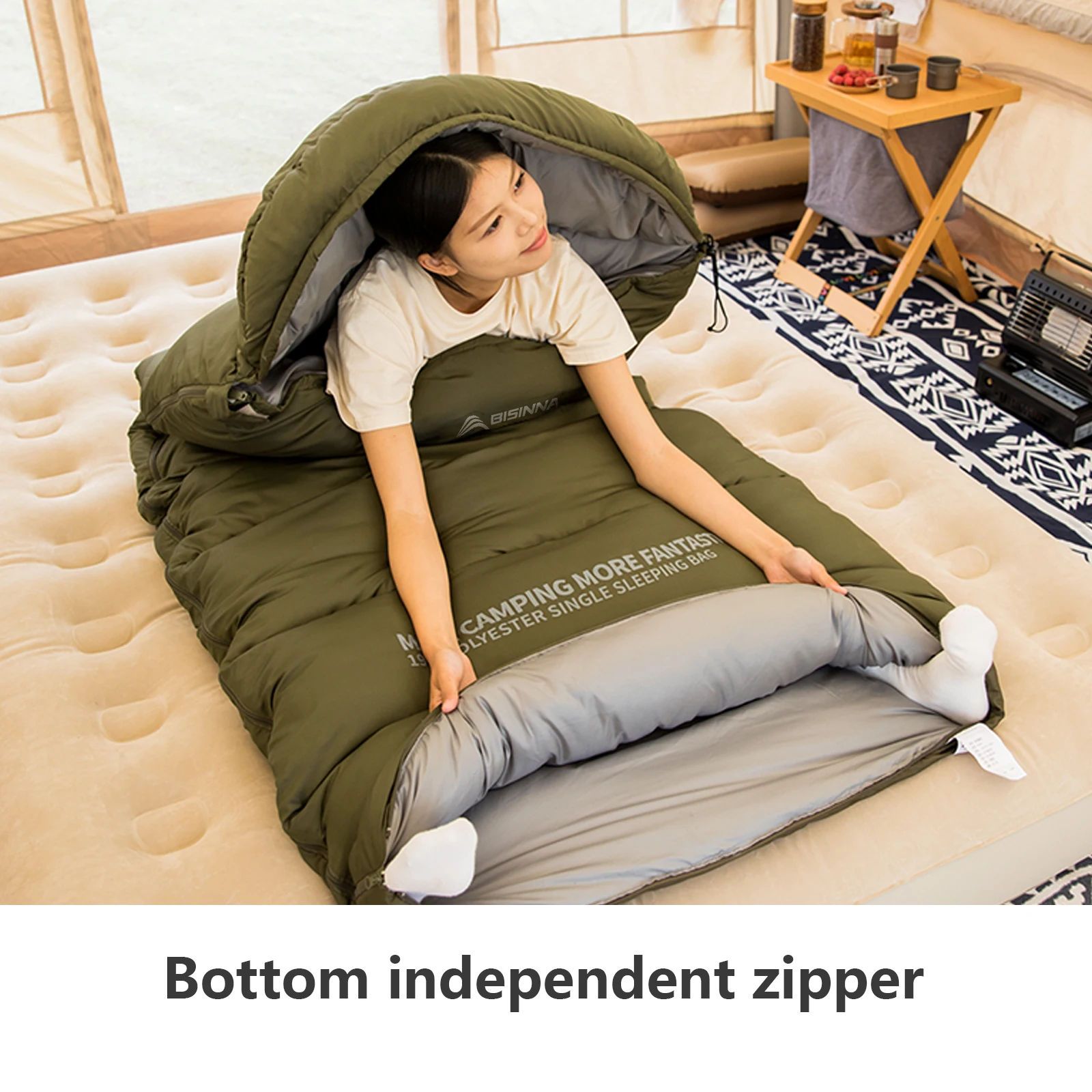 BISINNA Camping Sleeping Bag Lightweight Warm Envelope Backpacking Adult Sleeping Bag for Outdoor Travel Hiking