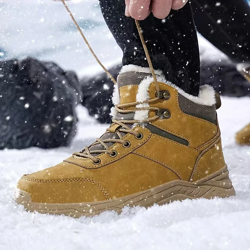 Non ald-Bottes de neige épaisses et chaudes pour hommes, bottes de rinçage à plateforme, imperméables, randonnée en plein air, canadisme, grande taille, 48, hiver, nouveau, 2025