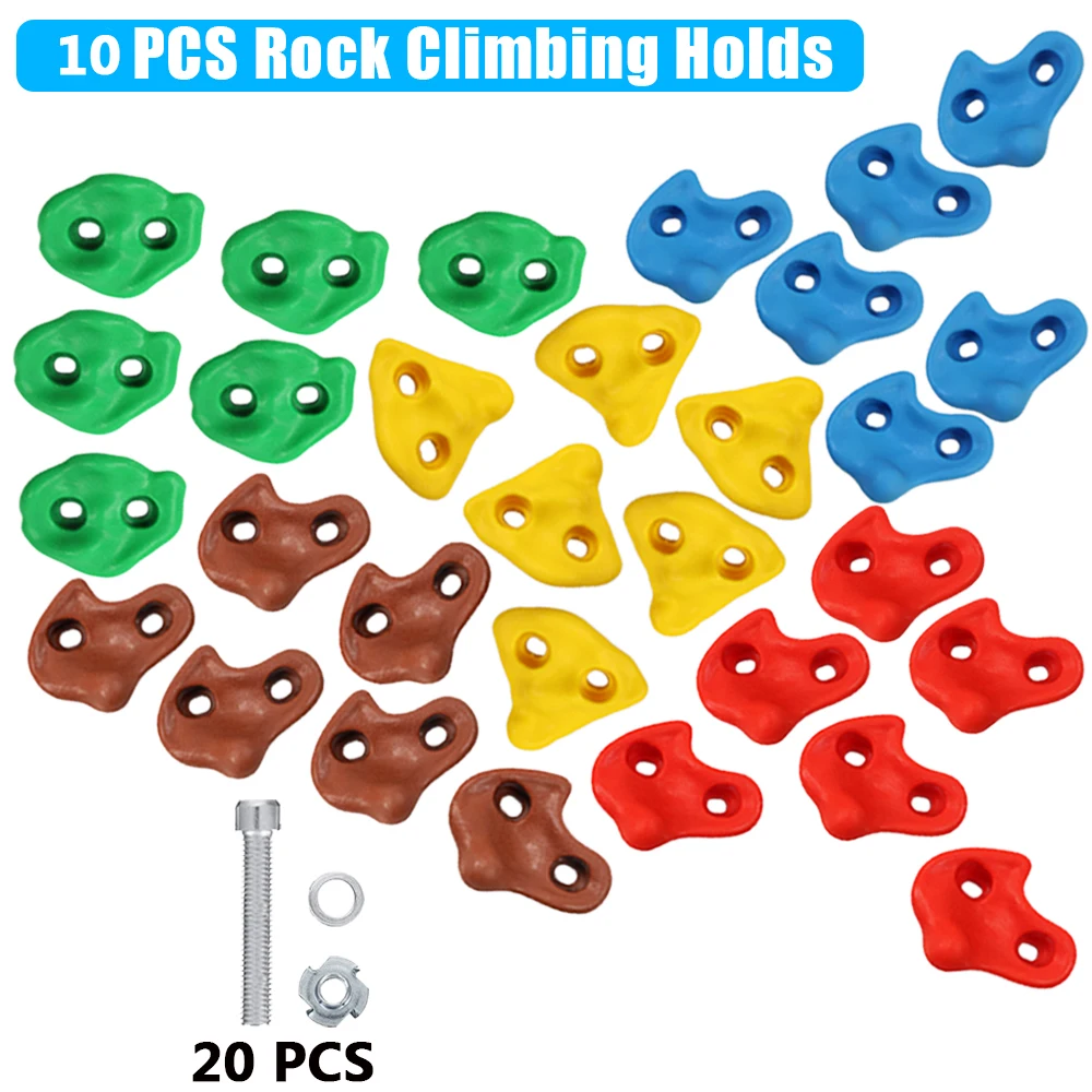 

10pcs Climbing Holds-Rock Climbing Holds for Kids with Installation Hardware-Climbing Grips for DIY Rock Stone Wall