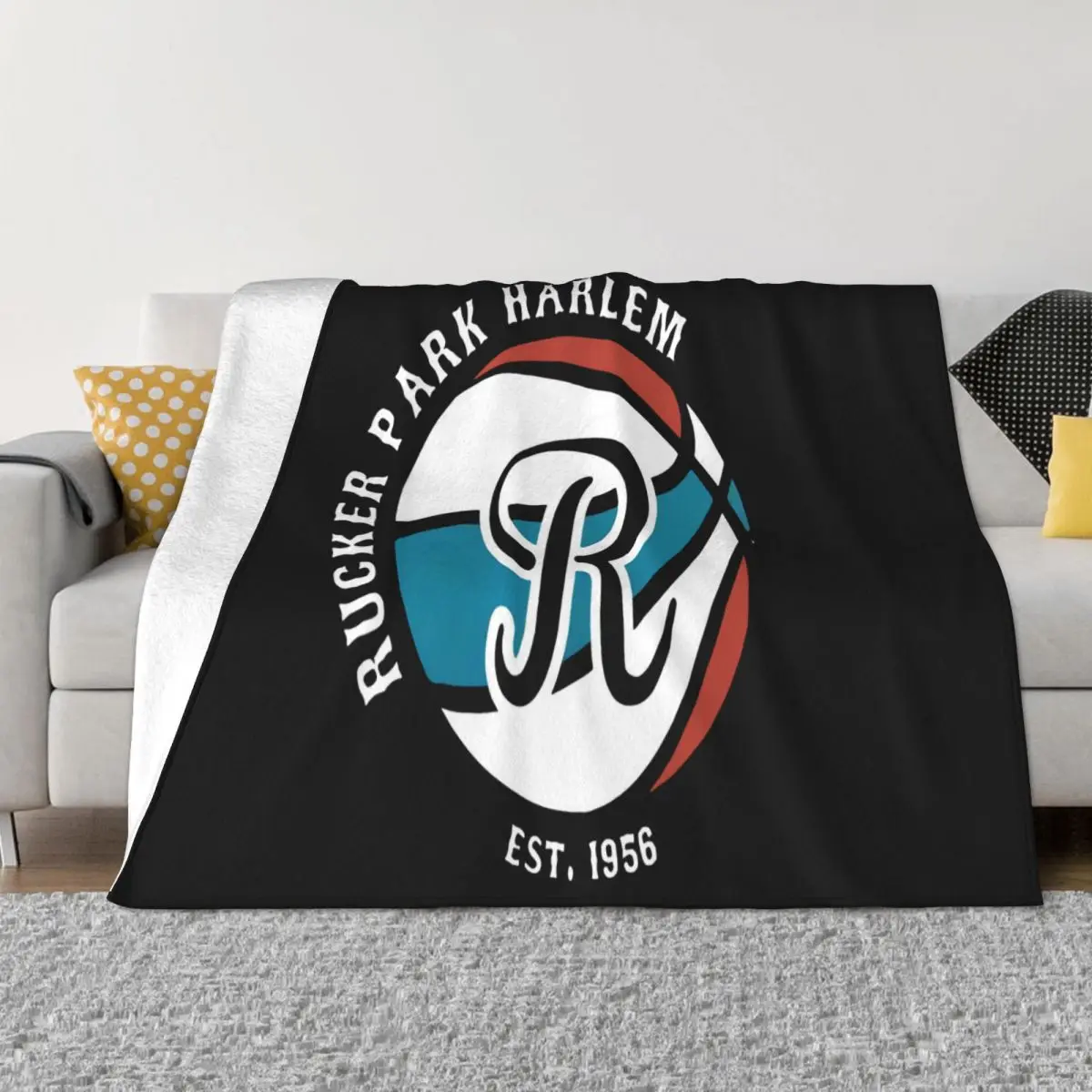 Rucker Park Basketball Funny Cotton Vintage Gift For Men Women Middle Aged Fitness Throw Blanket