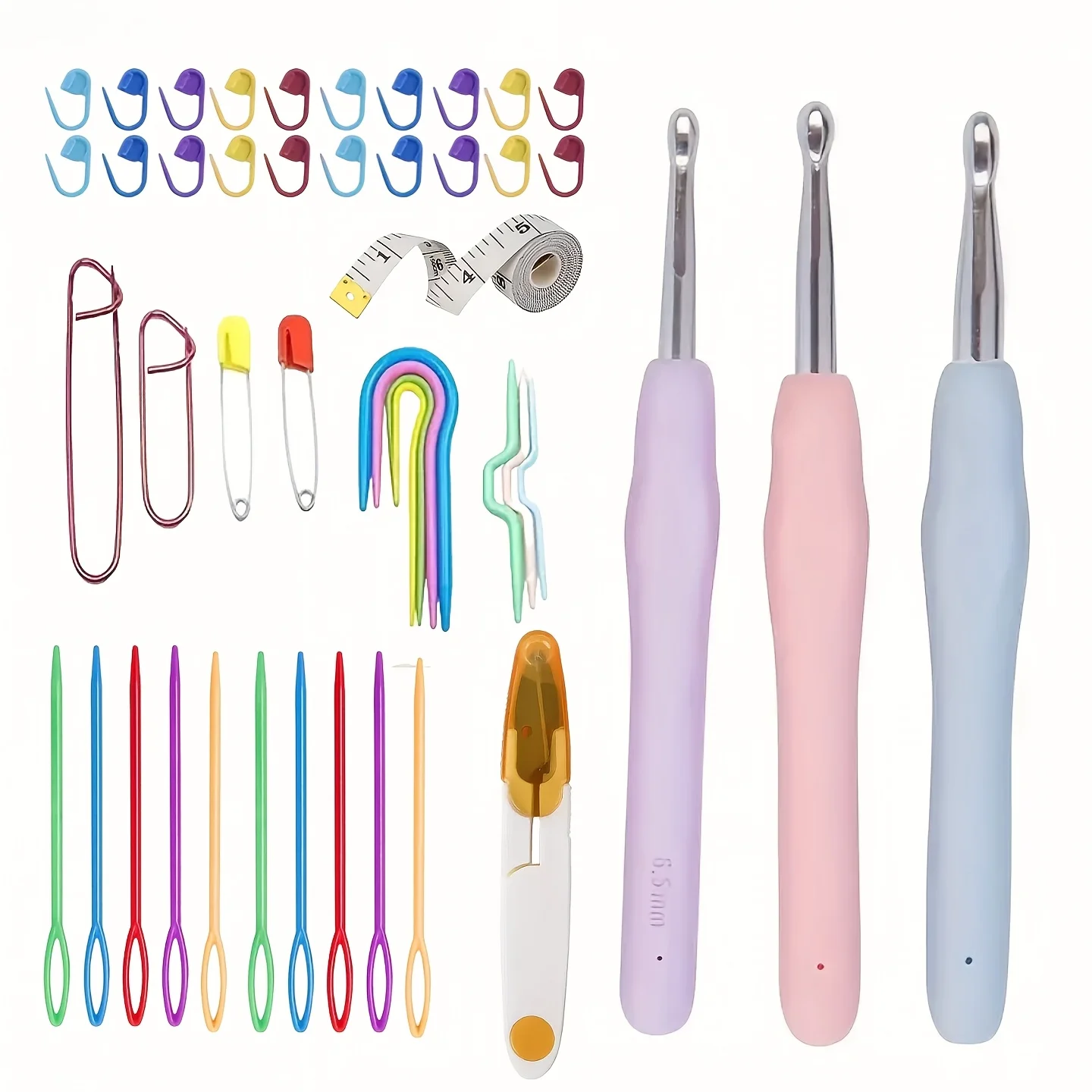

Large size crochet hook set, comfortable hook set with soft handle, single pointed crochet hook (6.5mm+7.0mm+8.0mm 3 sizes)