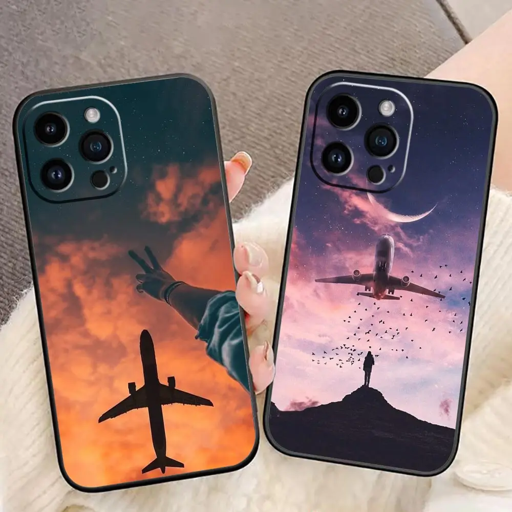 Plane Airplane Eiffel Tower Phone Case For iphone Apple 15 14 13 12 11 Pro XS Max Mini X SE 8 7 Plus Case Funda Capa Shell Cover