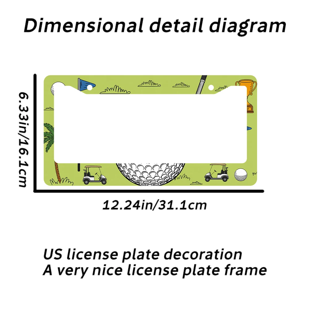 1 قطعة اللون الأخضر جولف موضوع 2 حفرة إطار لوحة الرخصة مادة الألومنيوم 6x12 بوصة مع طقم مسامير ربط الكرتون سيارة الديكور هدية