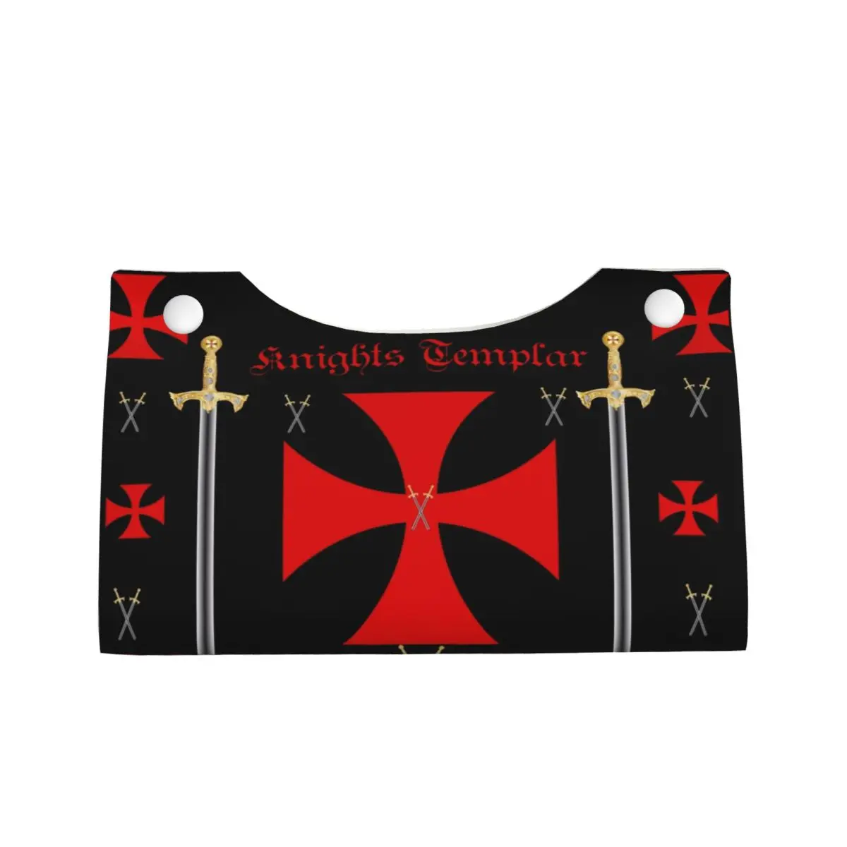 Custom Medieval Emblem Knights Templar Tissue Box Cover PU Leather Rectangular Ordre du Temple Cross Facial Tissues Holder for