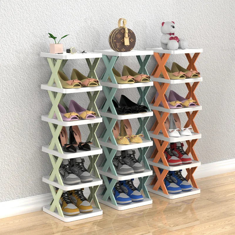 DIY Flexible Shoes Organizer Stackable Space Saving Multi Layer Shoes Storage Rack Easy-assembled Closet Shelf Plastic Cabinets