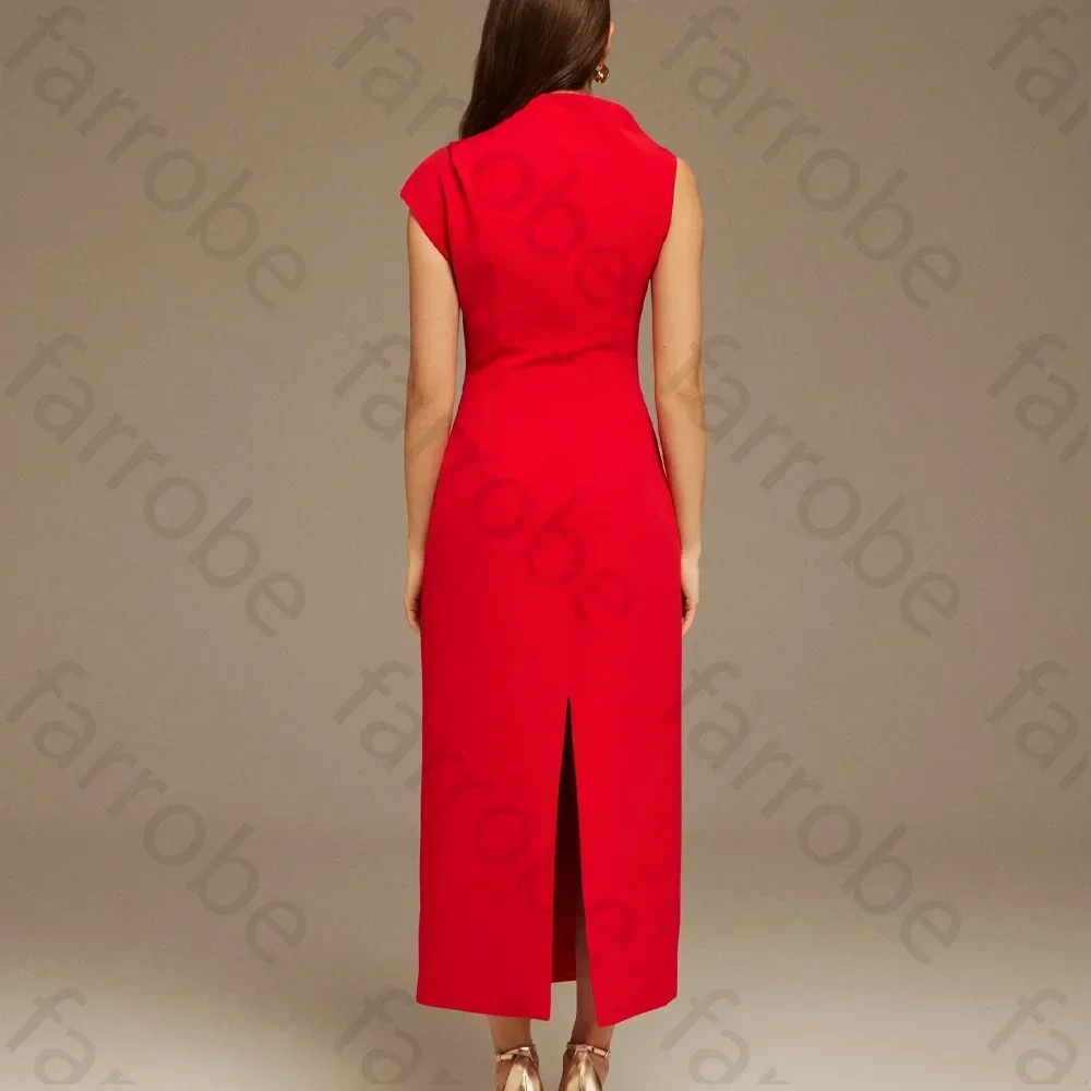 Abito longuette a maniche corte con spalla drappeggiata rossa personalizzato Abiti da sera Abito da ballo formale squisito di alta qualità per le donne