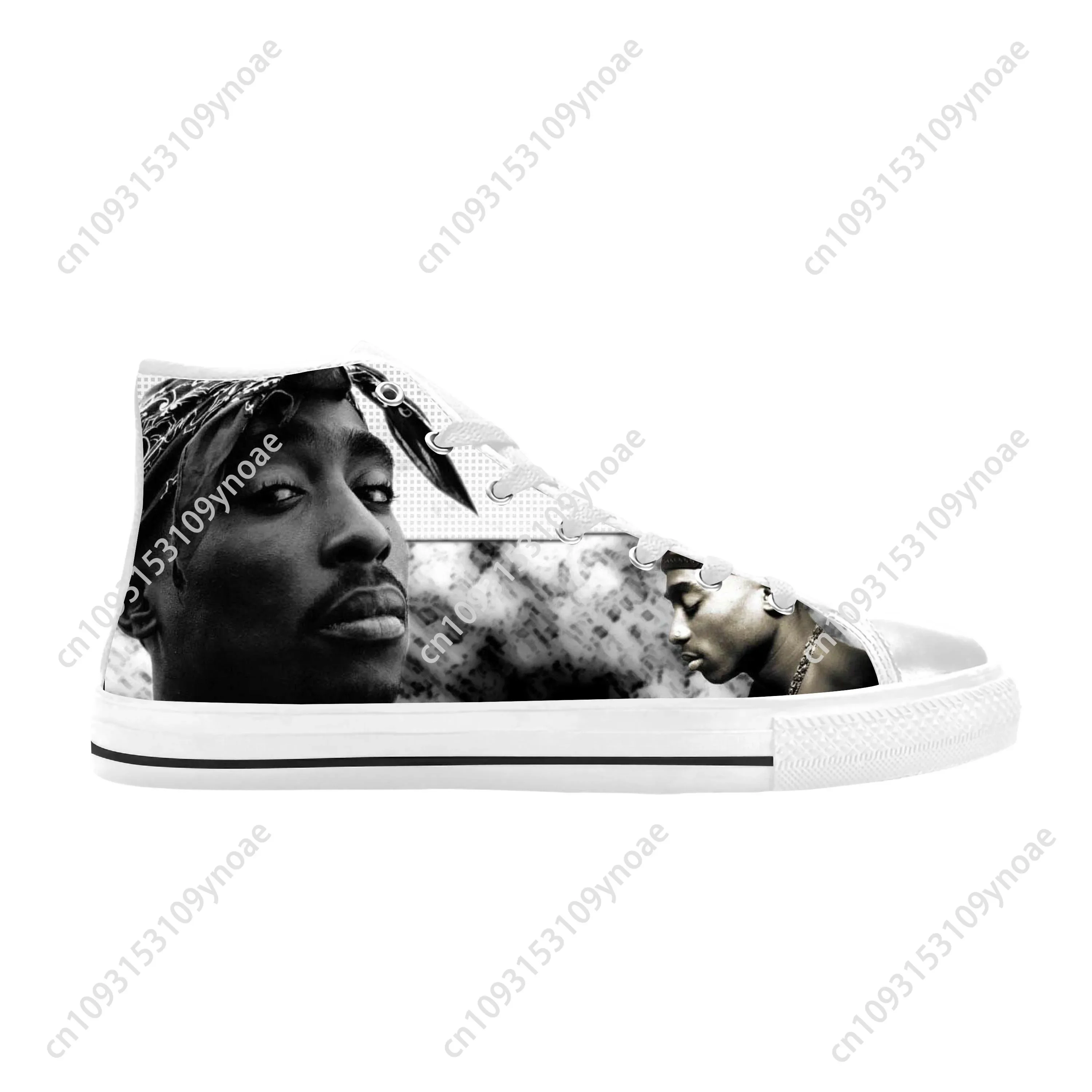 Tupac Hip Hop Rap Rapper 2pac Makaveli Music Rock Casual Cloth Shoes High Top Comfortable Breathable Print Men Women Board Shoe