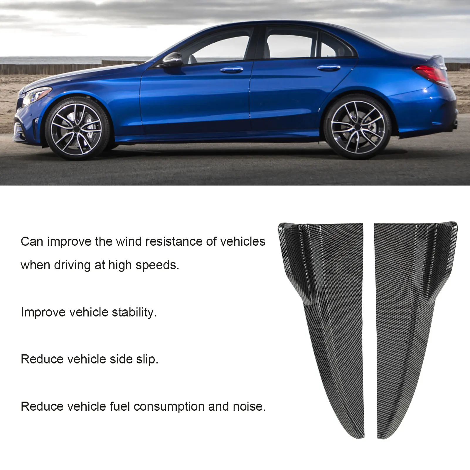 

Rear Bumper Lip 1 Pair Rear Bumper Lip Diffuser Tail Side Splitter Replacement for C‑Class W205 C43 AMG‑Line 2015‑2021