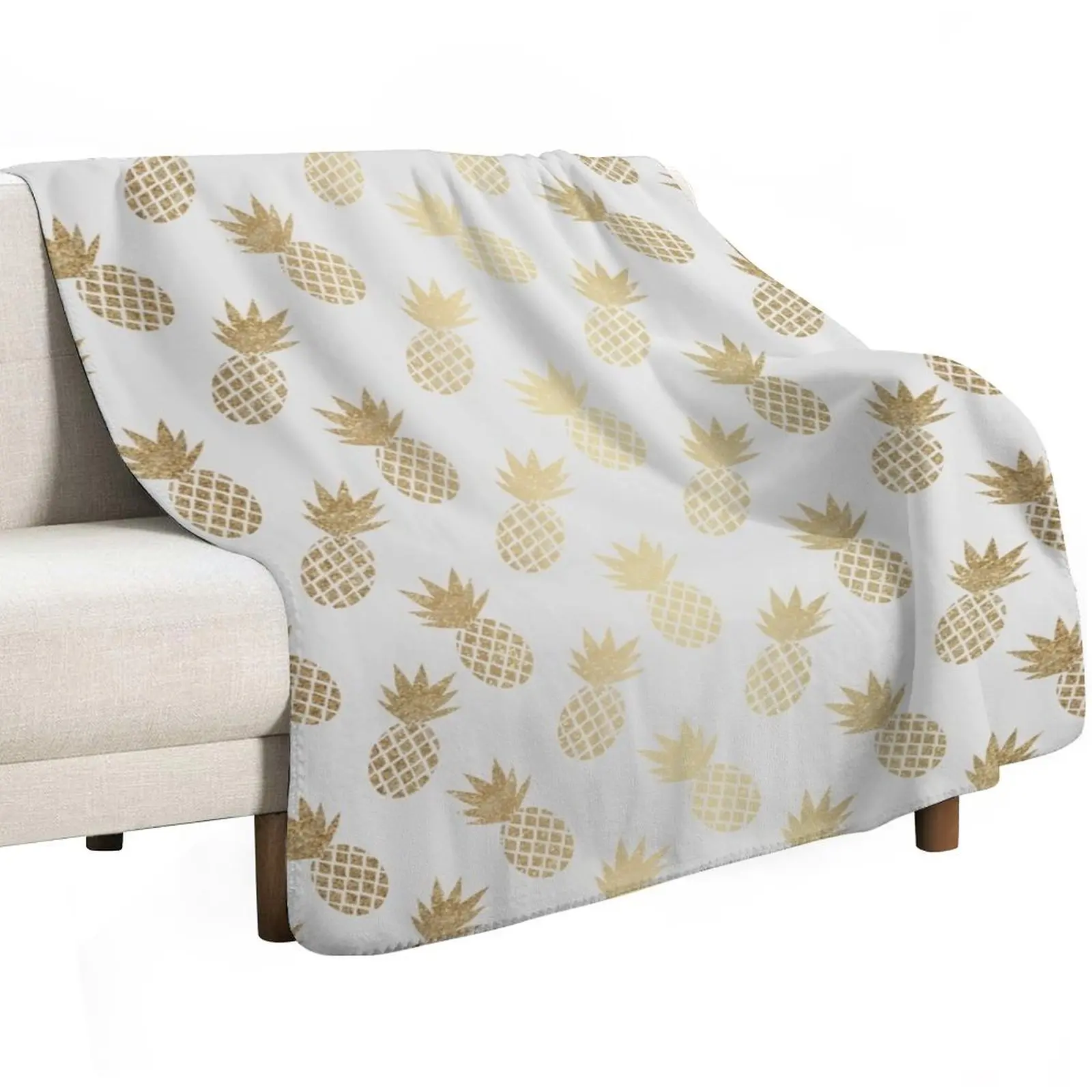 Gold Pineapple Pattern Throw Blanket heavy to sleep Camping Baby Personalized Gift Cute Plaid For Sofa Thin Blankets
