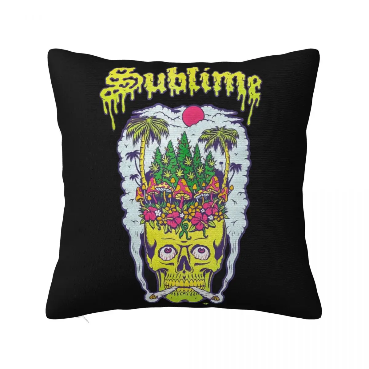 Sullen X Sublime Mens Head High Standard Shor Black Clothing Humor 3D Halloween Family Normal Funny Pillow Case