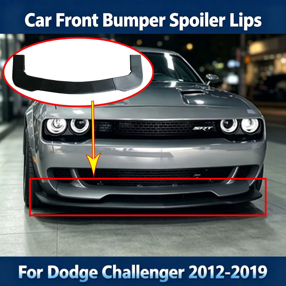 Car Front Bumper Spoiler Lips for Dodge Challenger 2012-2019 Lower Shovel Skirt Splitter Board Auto Accessories Tuning