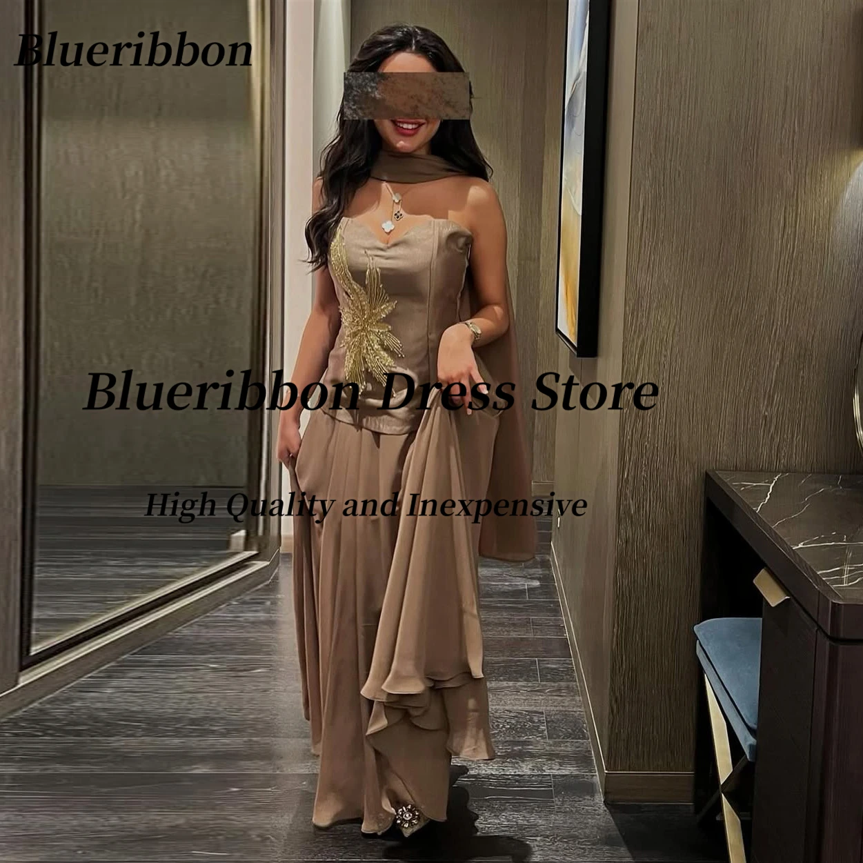 

Blueribbon Sweetheart Evening Dresses Beading Luxury Wedding Party Gowns Saudi Women Wear Shawls Prom Dress 2025 Customized