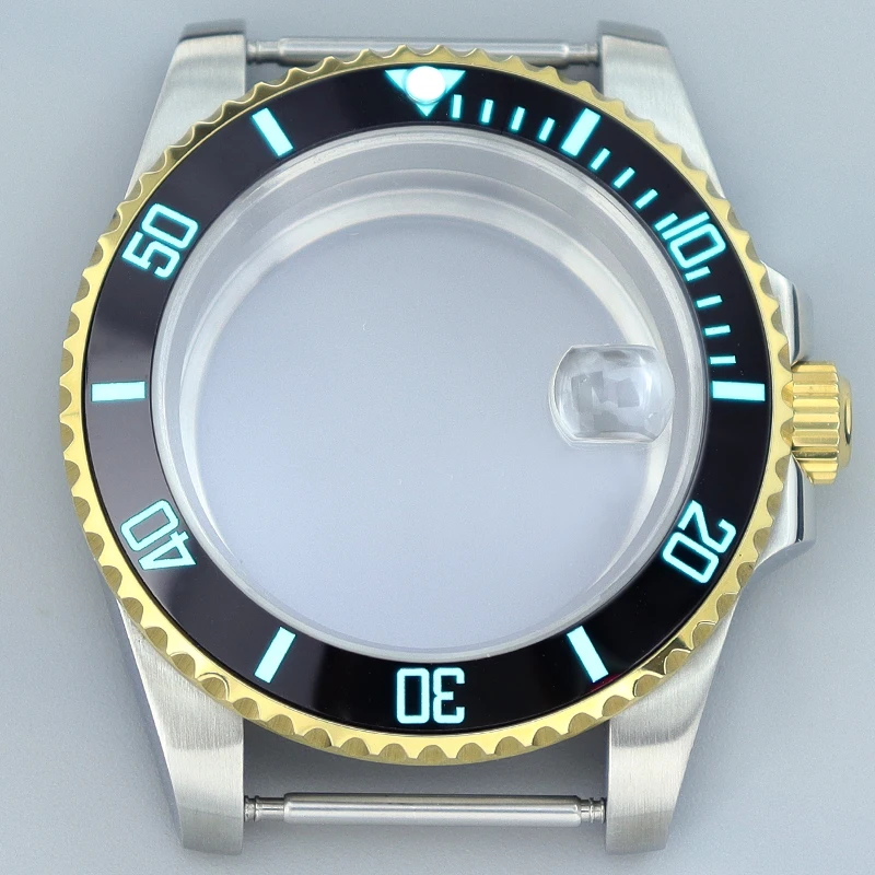 

Diving 40mm Watch Case Sapphire Full Text C3 Luminous Fit SUB Seiko Nh35 Nh36 Nh34/38 Eta2824 Miyota8215 28.5mm Dial Silver Gold