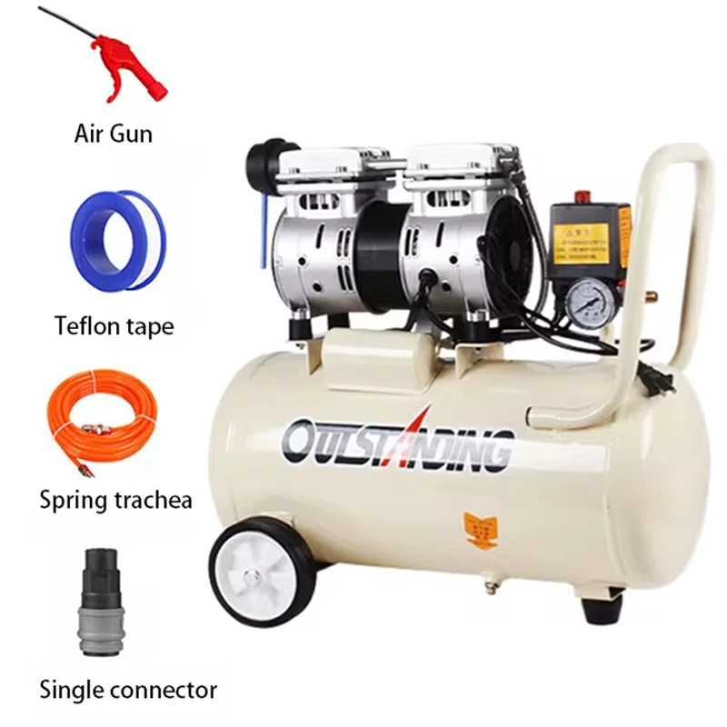 Portable Silent Air Pump 220V High Pressure Air Pump Air Compressor Small Oil-free Air Compressor Industrial Grade