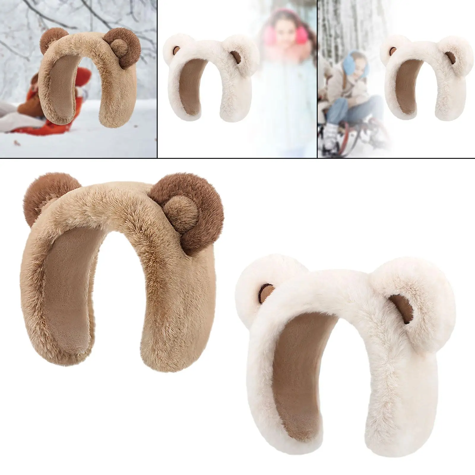 Aquecedores de Orelha de Urso de Pelúcia para Mulheres, Earmuffs De Inverno, Presente De Aniversário, Corrida, Esqui, Acampamento, Piquenique, Tempo Frio