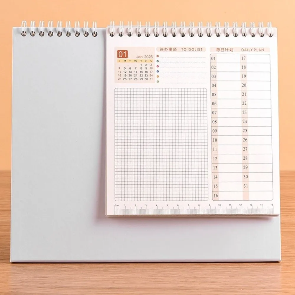 

Chinese New Year Style 2026 Desk Calendar Month Date Display Coil Binding Monthly Planner with Notes Cartoon Pony