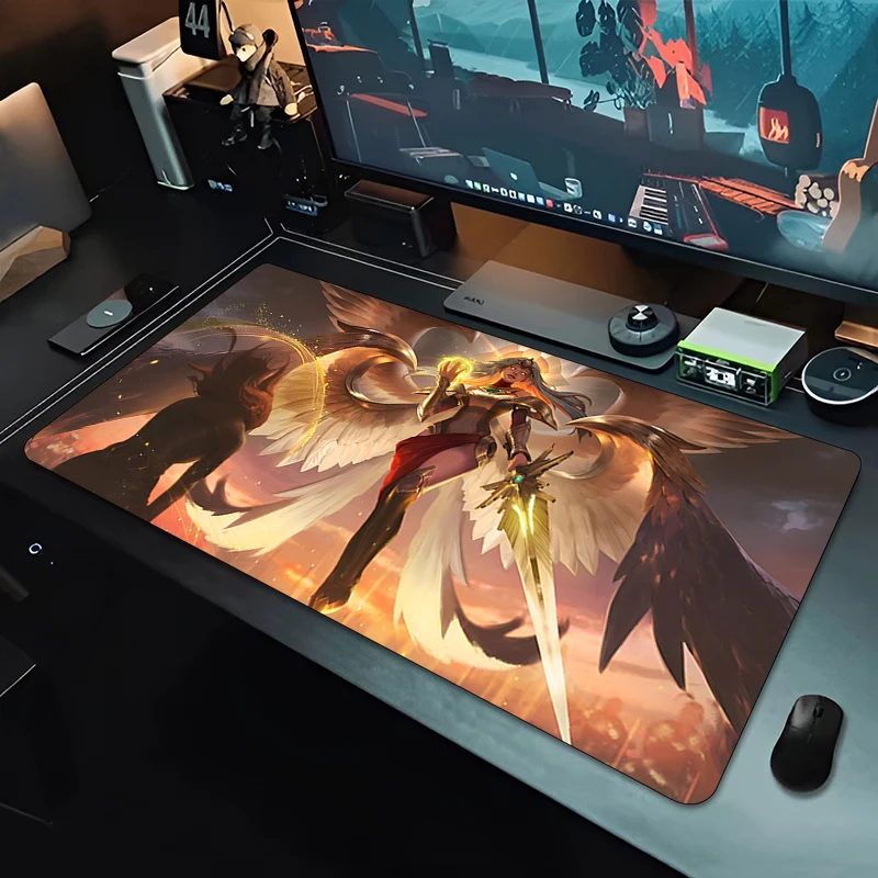 League of Legends Kayle Mouse Pad Natural Rubber Anime Desk Mat Office Computer XXL Mousepad Gaming Accessories  Large MousePads