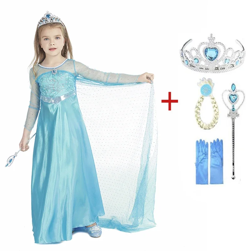 Elsa Dress Girls Halloween Costumes Elza Anna Cosplay Costume Kids Princess Dresses Costume For Children Dress