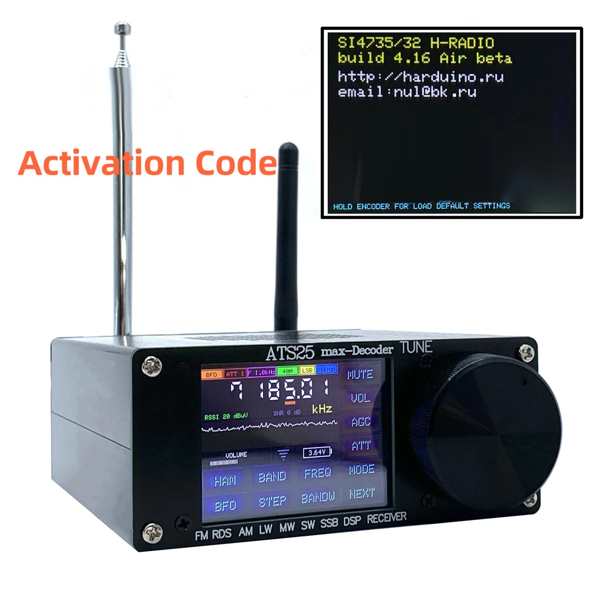4.17 Air ATS25 Max Decoder Full Band Radio Receiver FM RDS AM LW MW SW SSB DSP Receiver Support 2.4inch Touch Screen&Y96A