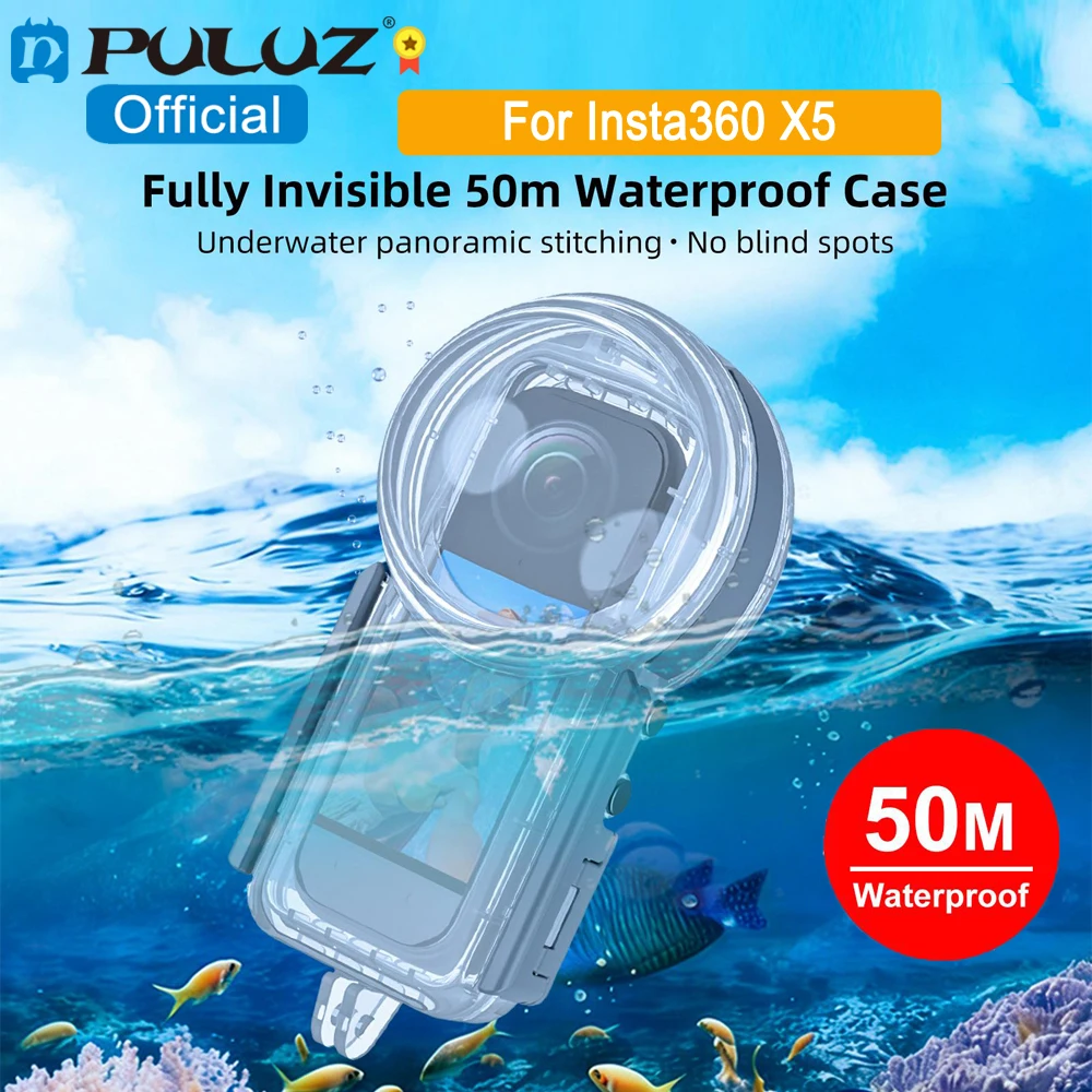 PULUZ 50m Sealed Waterproof Diving Case For Insta360 X5, For Insta360 X5 Panoramic Camera 50m Underwater Photo Protective Shell