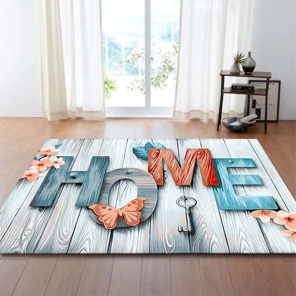 Welcome Love Heart Carpet Home Decor Floor Mats Entrance Interior Doormats Corridor Anti-Slip Carpets for Bedroom Decoration