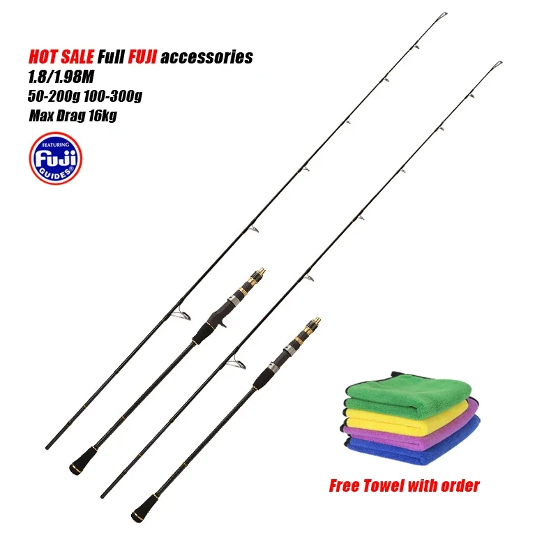 

2023 FUJI Rod 1.8m 1.98m 1.5section 100g-300g Bait Casting Rod High X Power Carbon Blank Trolling Slow Jigging Jig Fishing Rod