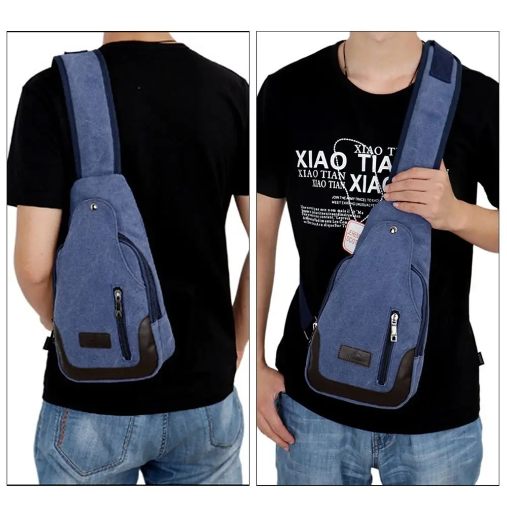 Fashion Casual Men Crossbody Bag Multifunctional Vintage Canvas Satchel Shoulder Sling Chest Pack Outdoor Travel Phone Purse