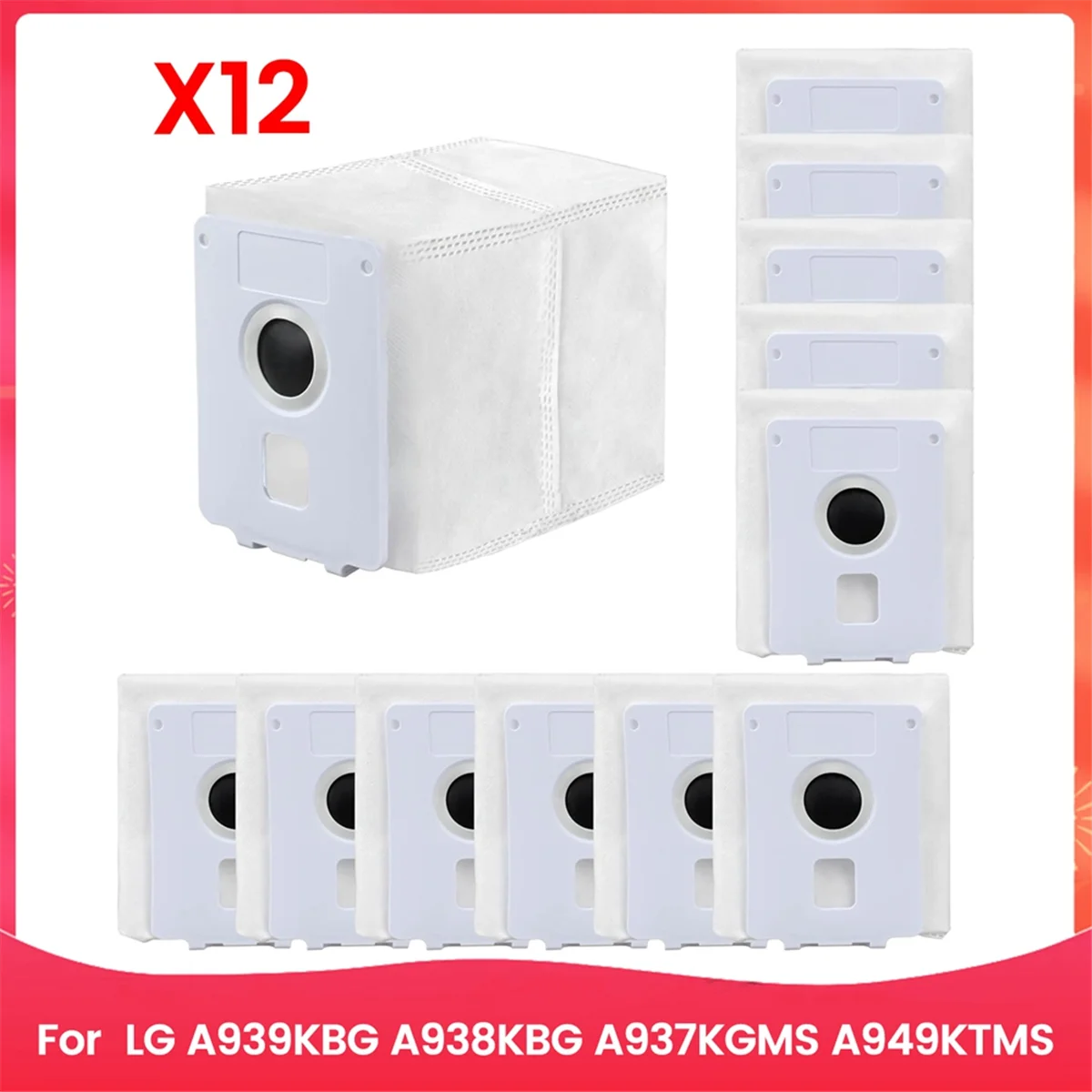 12 Uds bolsa de polvo al vacío para LG CordZero limpiador inalámbrico todo en uno A939KBGS A938KBGS A937KGMS A949KTMS reemplazar bolsas de polvo