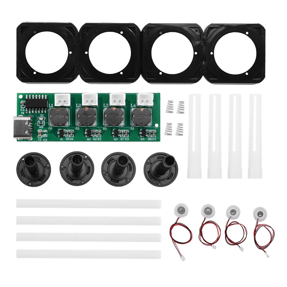 DC5V Switchless Quad-Spray Humidifier Module Ultrasonic Atomiser DIY Kit Type-C Interface Suitable for Plant Humidification Etc.