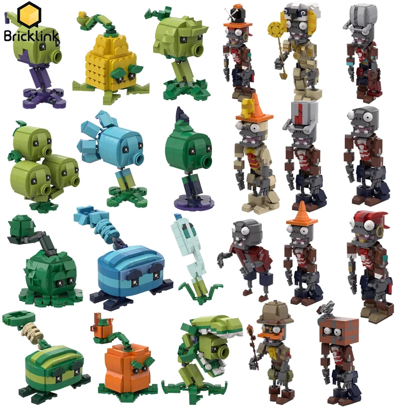 

Bricklink MOC Ideas PVZ Game Plants and Zombies Battle Action Figures Sets Peashooters Building Blocks Kid Toys Halloween Gift