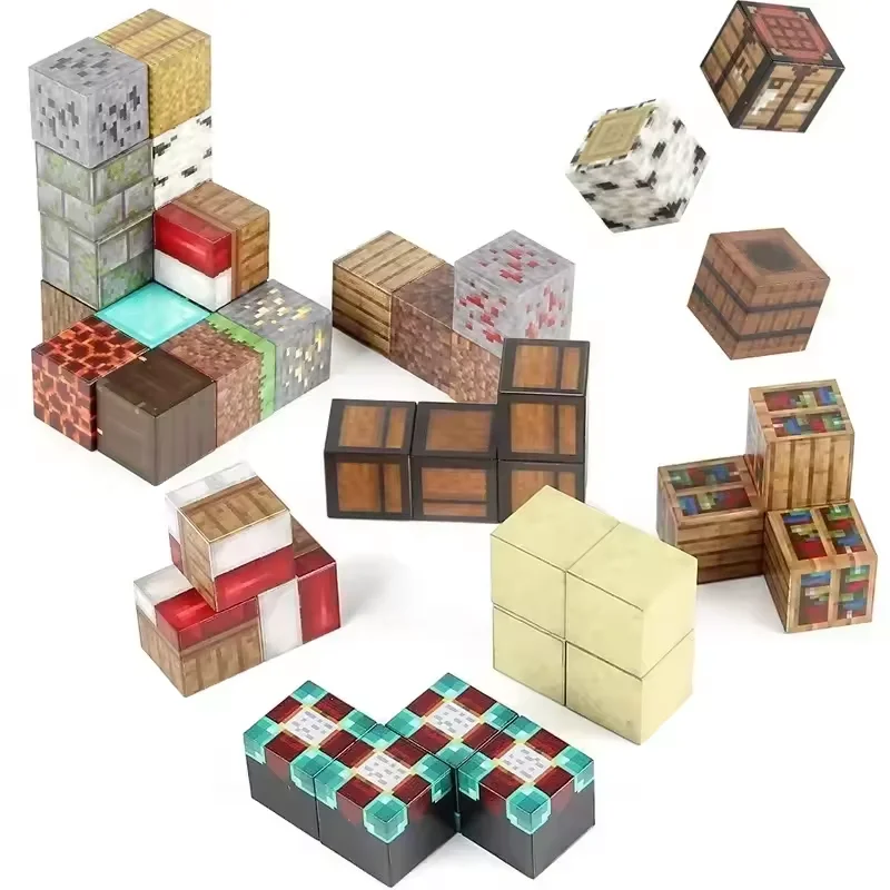 Nouveaux blocs de Construction magnétiques Mine World, Cube magnétique pour garçons et filles, enfants âgés de 3 ans et plus, ensemble de Construction empilable, jouet sensoriel éducatif