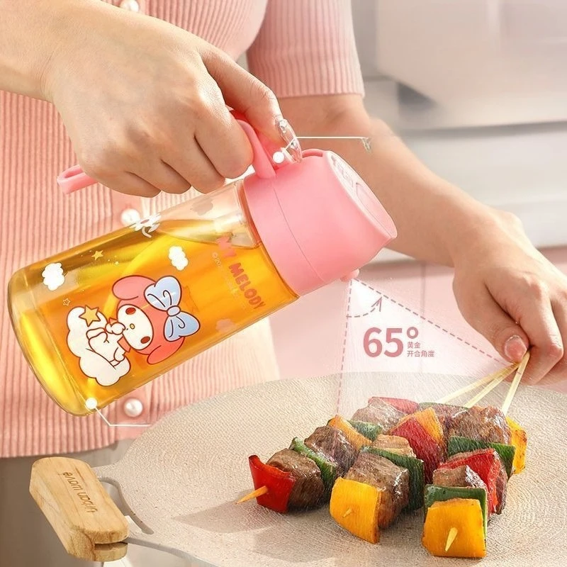 

MINISO SANRIO My Melody Hello Kitty Cinnamoroll Kawaii Cartoon Glass Oil Pot Spray-pour Integration Sealing Up Cruet Kitchen
