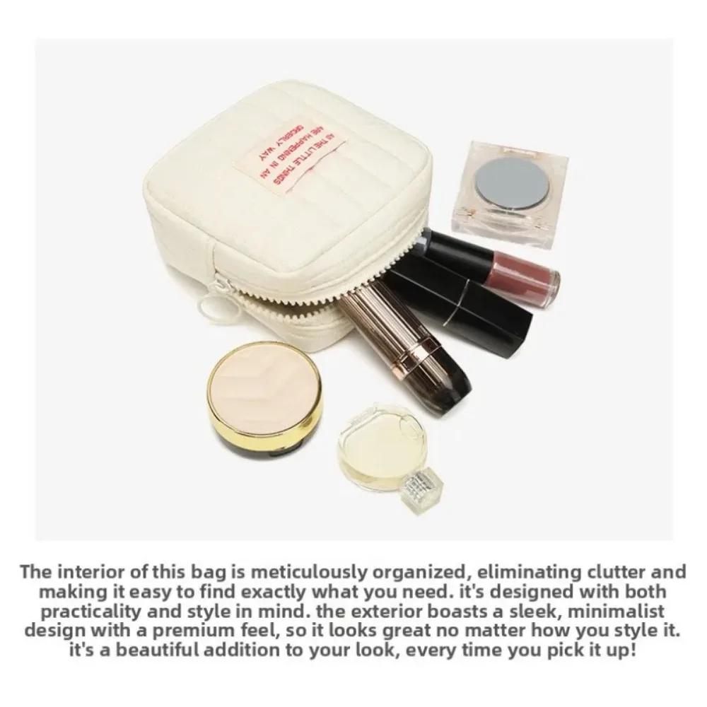 New 1pcs Korean Square Small Makeup Bag Student Small Earphones Zero Wallet Girl Portable Lipstick Storage Bags