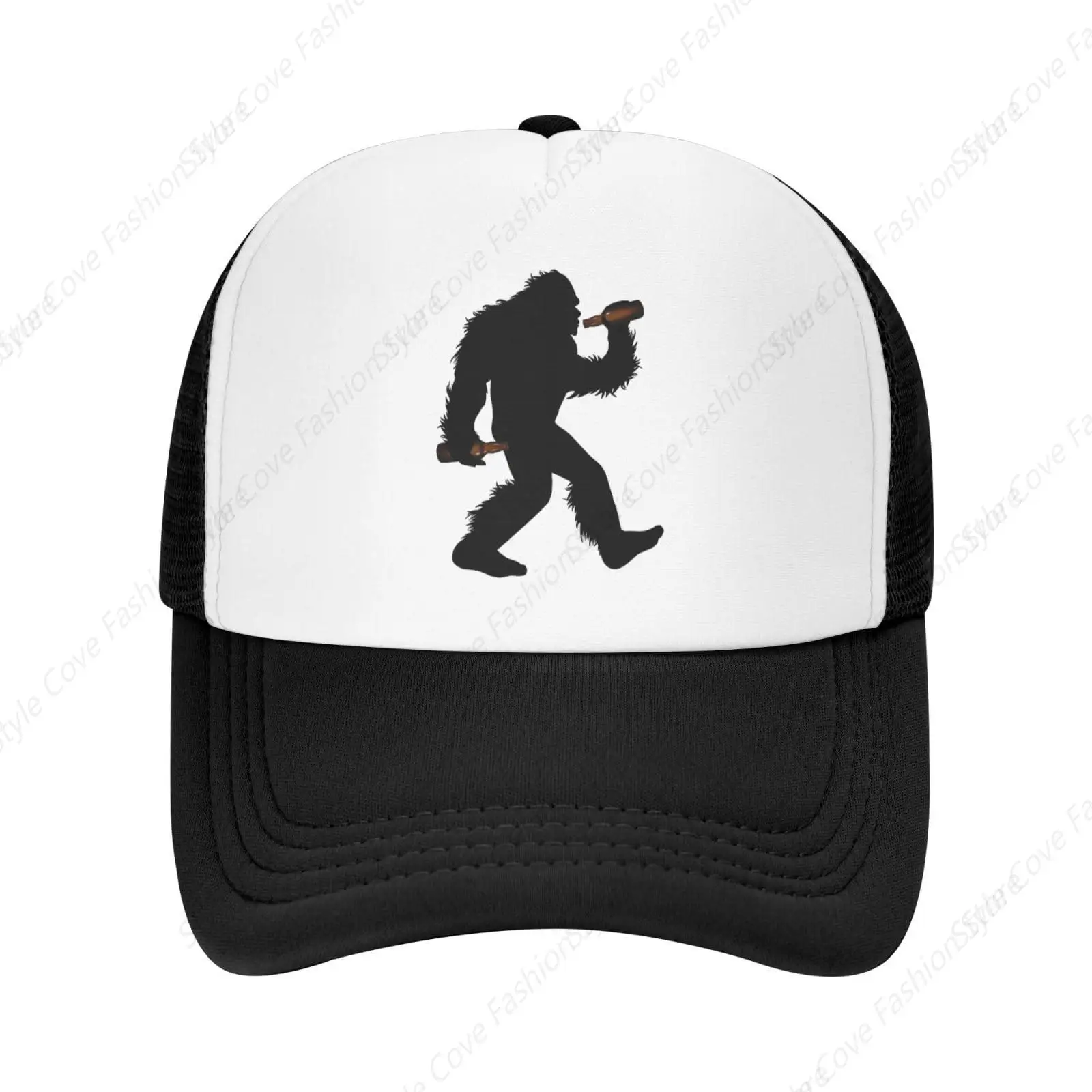 

Funny Bigfoot Drinking Beer Trucker Hat Funny Cap Adjustable Snapback Baseball Cap For Men Women Breathable Mesh Hat Black