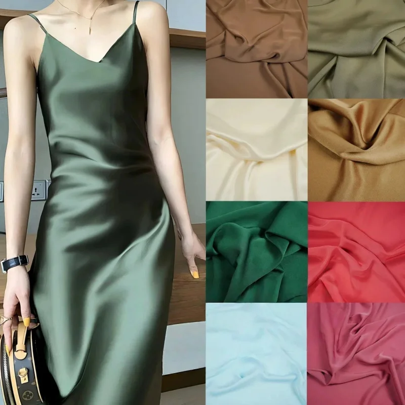 2 yards Authentic triacetate linen satin at special price Draped matte fabric suspender dress shirt designer fabricC