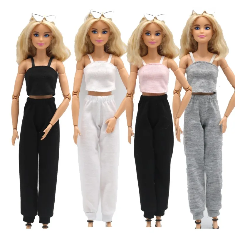 Doll Clothes Long Dress Shinny Braces Skirt Suspender Sweat Pants For Barbie Doll 30CM Clothing Outfits 1/6 Dolls Accessories