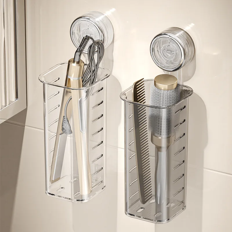 Curling iron storage box no punching bathroom toilet toilet comb storage wall hanging washstand suction cup rack.