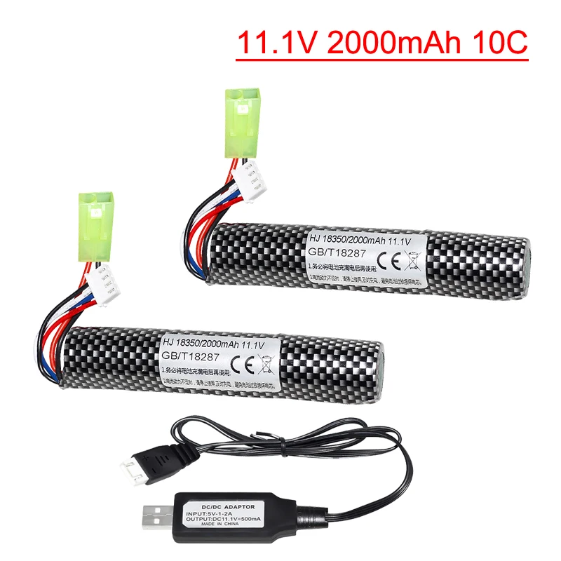 3S 11.1V 2000mAh 10c akumulator litowo-jonowy/USB do elektrycznych piłek żel wodny zabawki pistolet/ekologiczne koraliki kule zabawki wiatrówka