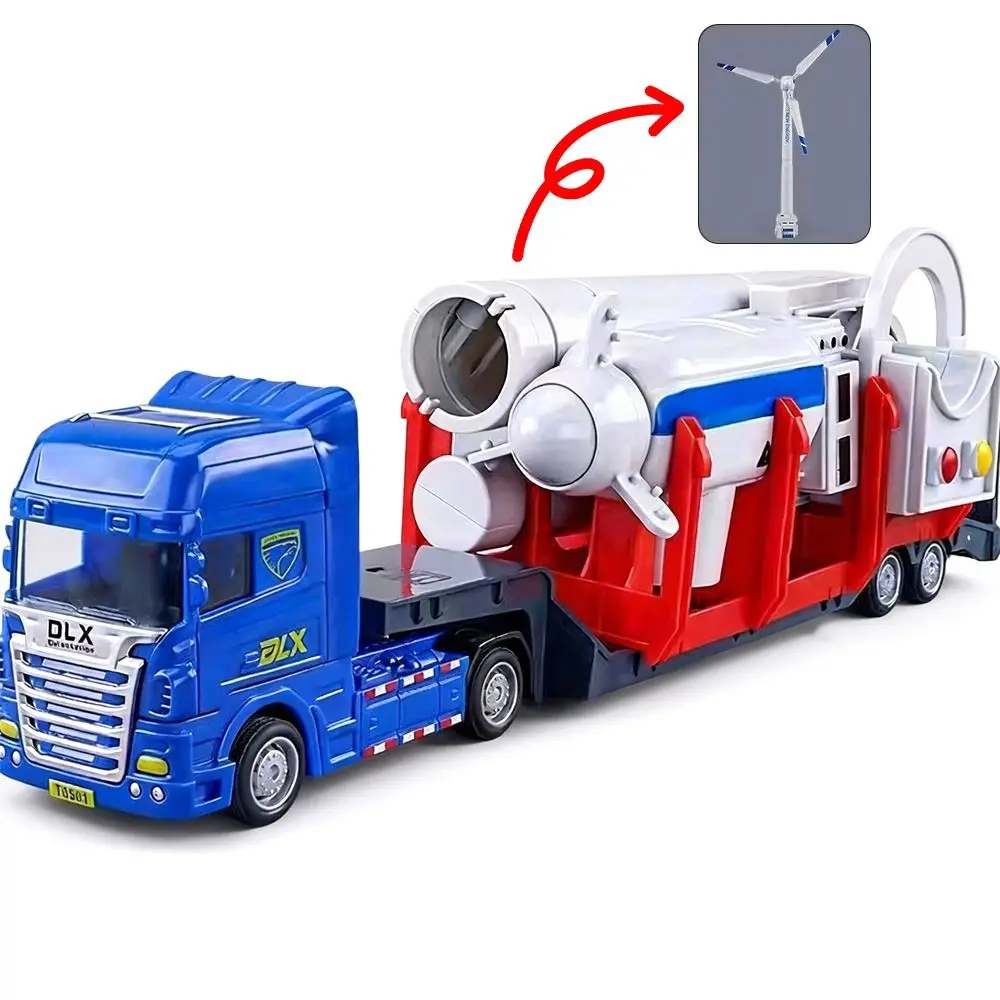 1 Uds. Juguetes para niños, regalos, molino de viento eléctrico, juguetes de simulación plana, ingeniería, transporte, remolque, juguete de energía eólica de plástico