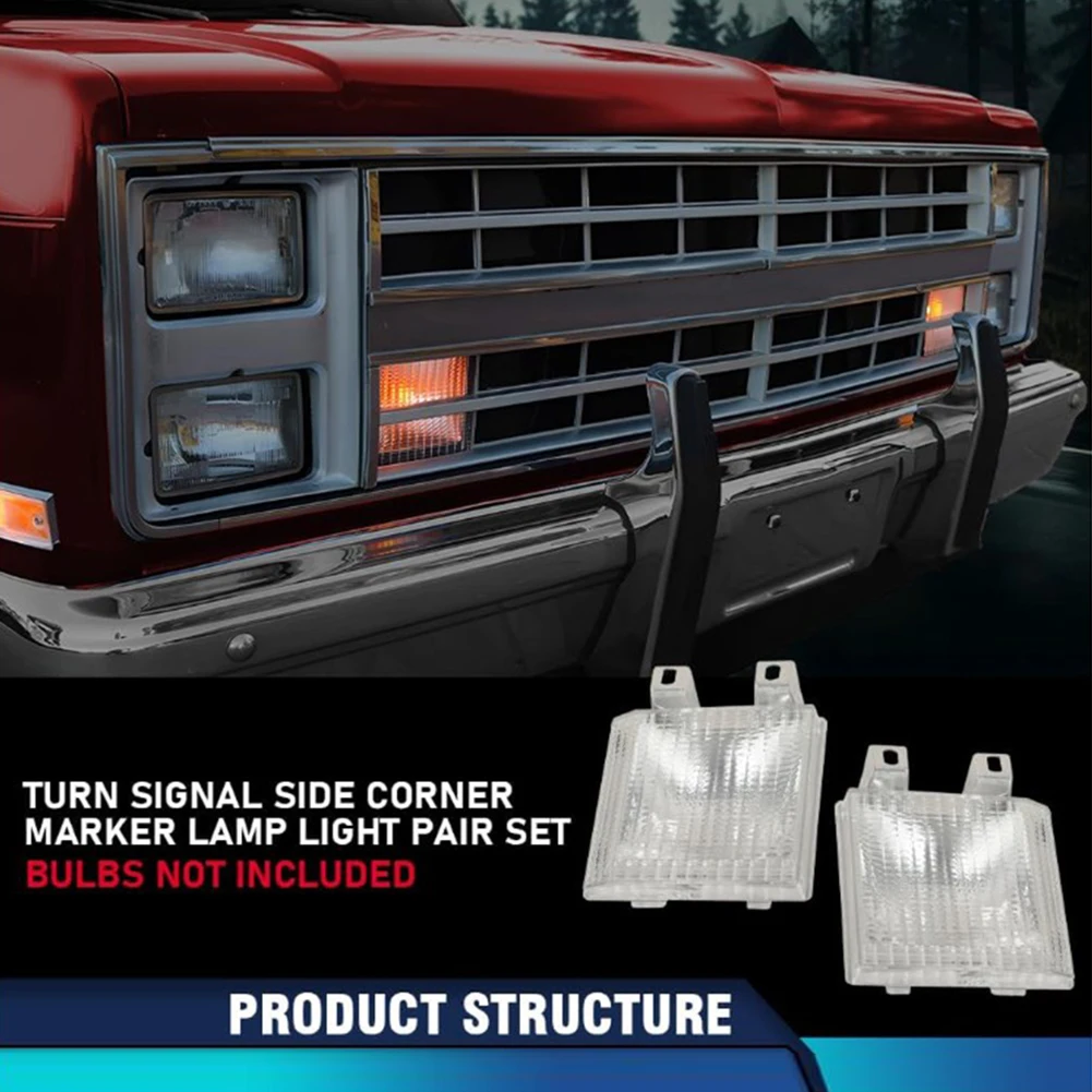 1 Pair Turn Signal Side Corner Marker Light AM-97026184 Replace GM2520110 GM2521110 for Chevrolet K10/K20/K30 1983-1986
