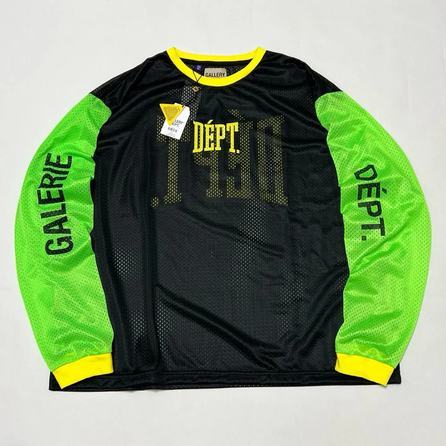 Gallery DEPT. Letter print color matching mesh crew neck retro jersey casual long sleeve T-shirt