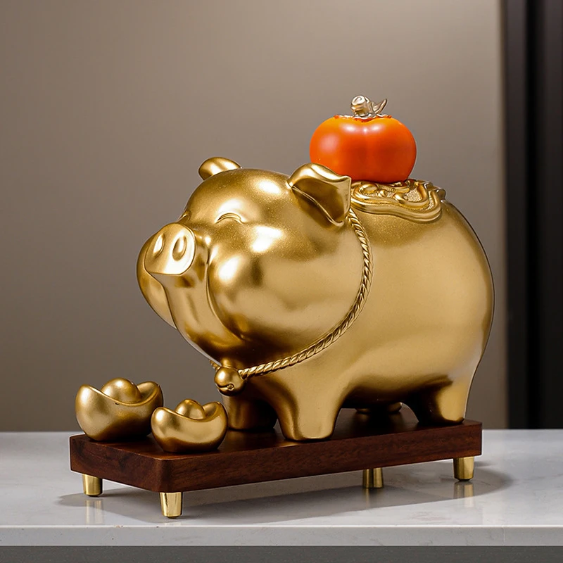 Chinese-style auspicious piggy bank with the zodiac sign of the pig, a decorative item for the living room table, home decor, a
