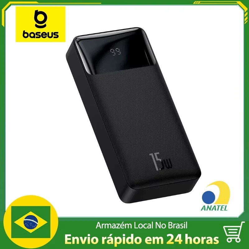 Powerbank Baseus 20.000mah 15w Com Indicador De Carga LED Carregamento Rapido Bateria Polimero de Litio de Alta Densidade