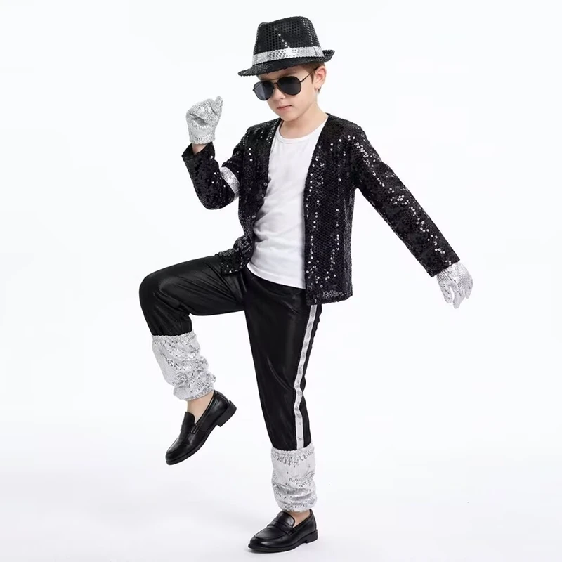 Michael Jackson Kids Clothes Halloween Cosplay Birthday Party Dance Performance Children\'s Costume Pop Star Boys Girls Outfits
