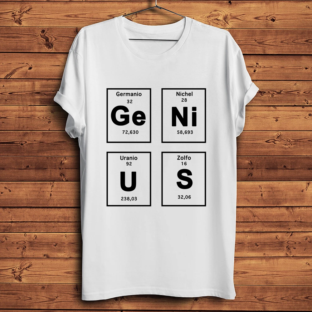 Genius Beauty Letter,Creative Periodic Table of The Elements,Funny Geek T Shirt,White Casual Short Tee,Unisex Tshirt,no-crack