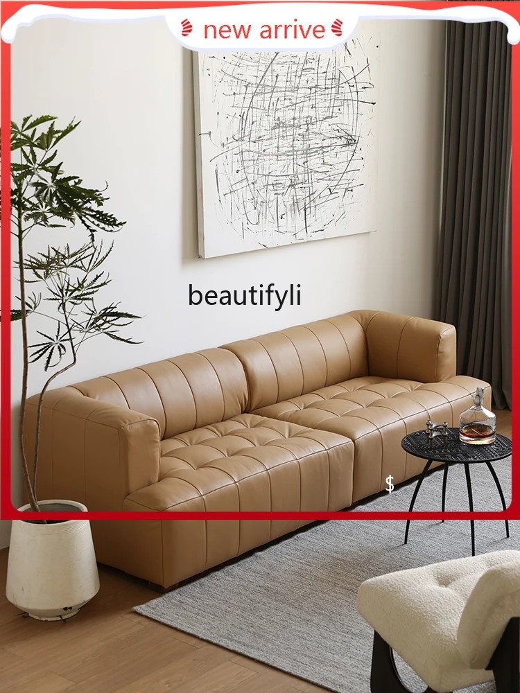 S132 Modern Simple and Light Luxury Nordic Italian Full First Layer Cowhide Designer Model Split Sofa