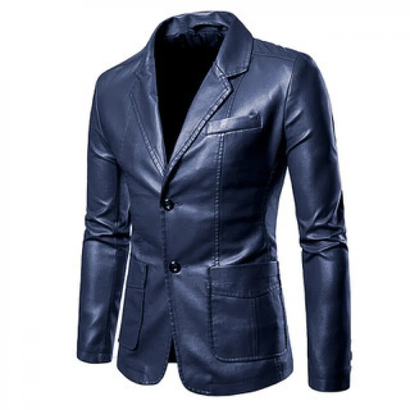 

European American Spring and Autumn Men's Turn-Down Collar Versatile Suit Leather