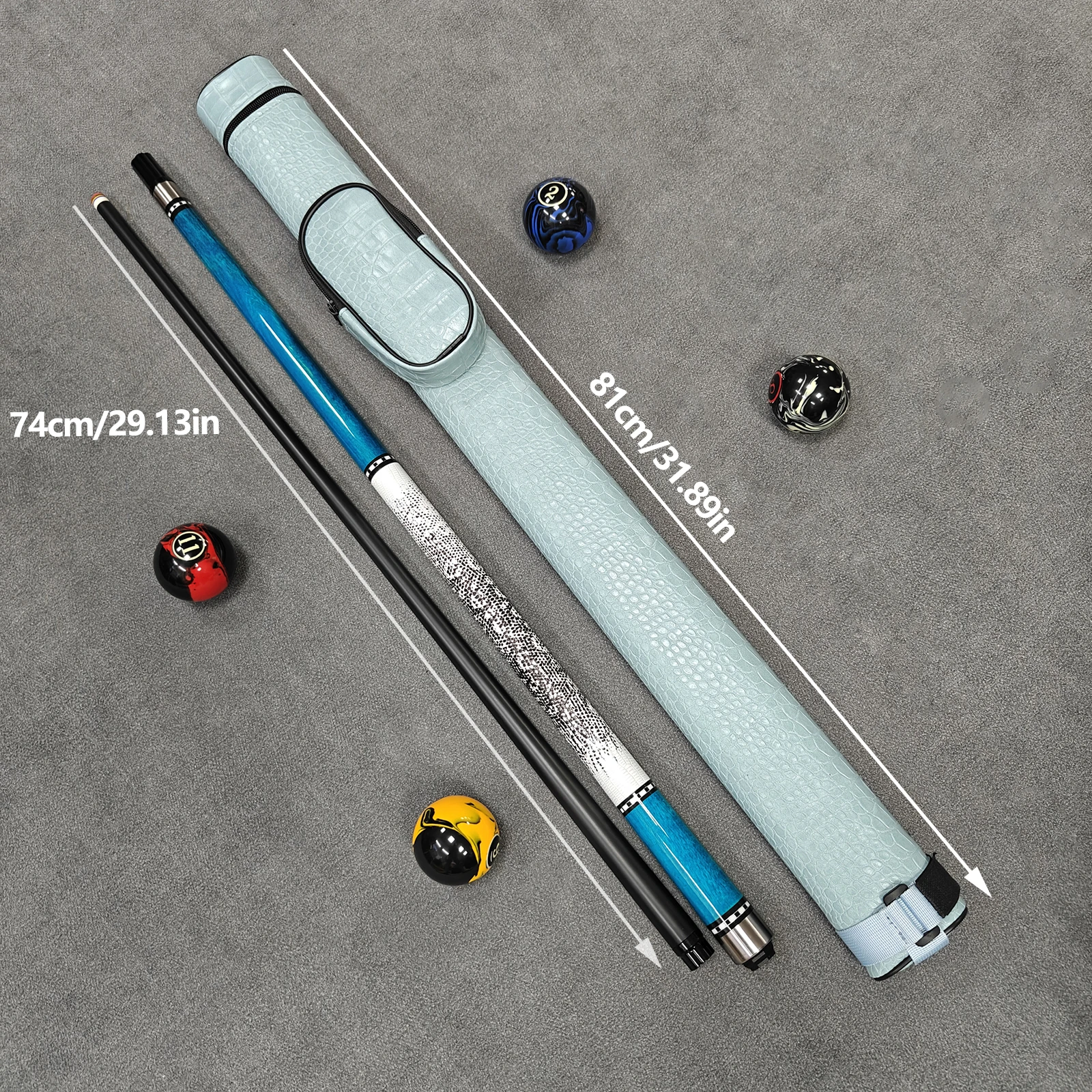 Blue Crocodile Embossed Cue Tube, Blue Pool Cue with 12.5mm Tip & Faux Lizard Wrap, Ideal For Billiard Hall Tournament