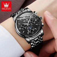 Montre automatique pour homme OLEVS 6633 avec phases de lune, acier inoxydable, étanche, calendrier/hebdomade, montres mécaniques de luxe pour hommes 4